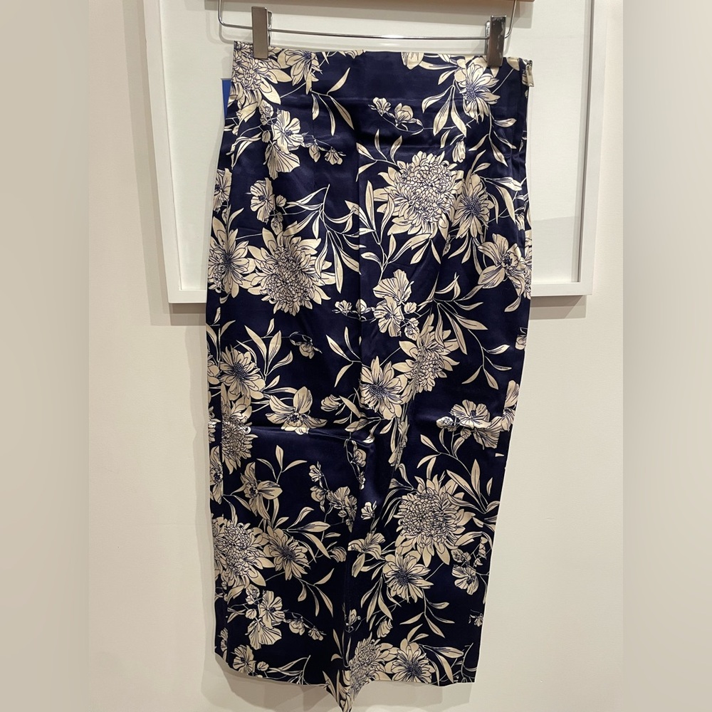Zara Floral Print Pencil Skirt with Slit